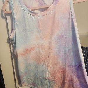 white birch Pastel Tie-Dye Scoop Neck Tank Top - Blue Pink Purple